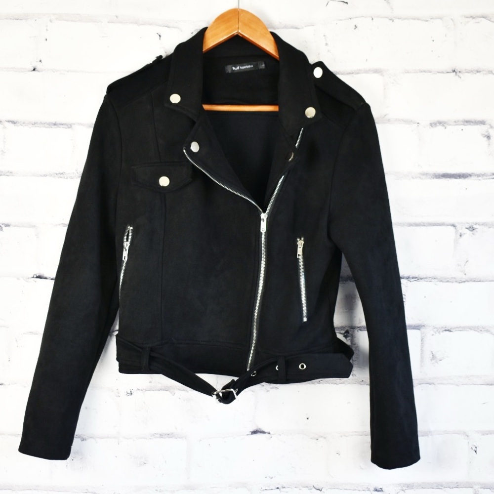 Biker Apperloft Faux Suede Motorcycle / Punk Jacket L